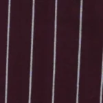 Handloom cotton sarong in deep burgundy with a classic vertical white pinstripe pattern, hanging on a rack.