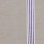 Man wearing a light taupe handloom cotton sarong with vertical purple and lilac multi-stripe detail.