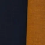 Man wearing a navy blue handloom cotton sarong featuring a prominent wide vertical mustard stripe.