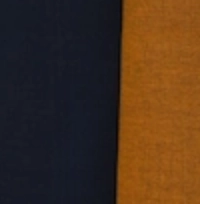 Man wearing a navy blue handloom cotton sarong featuring a prominent wide vertical mustard stripe.