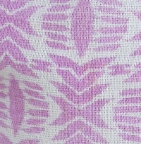 Girl's white and lilac geometric print linen button-front cami dress with adjustable straps.