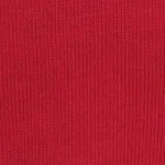 Woman wearing a crimson red cotton classic crew neck t-shirt with a tonal red embroidered logo on the chest.