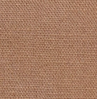 Woman wearing a caramel brown linen-cotton blend shawl collar tunic with an empire waist and three-quarter sleeves.