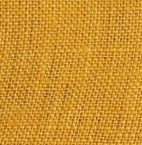 Woman wearing a mustard yellow linen Mandarin collar halter top with matching fabric-covered buttons.