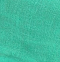 Woman wearing a spearmint green linen button-back sleeveless crop top as part of a matching set.