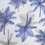 PR0335 WHITE AND BLUE PALM TREE PRINT swatch